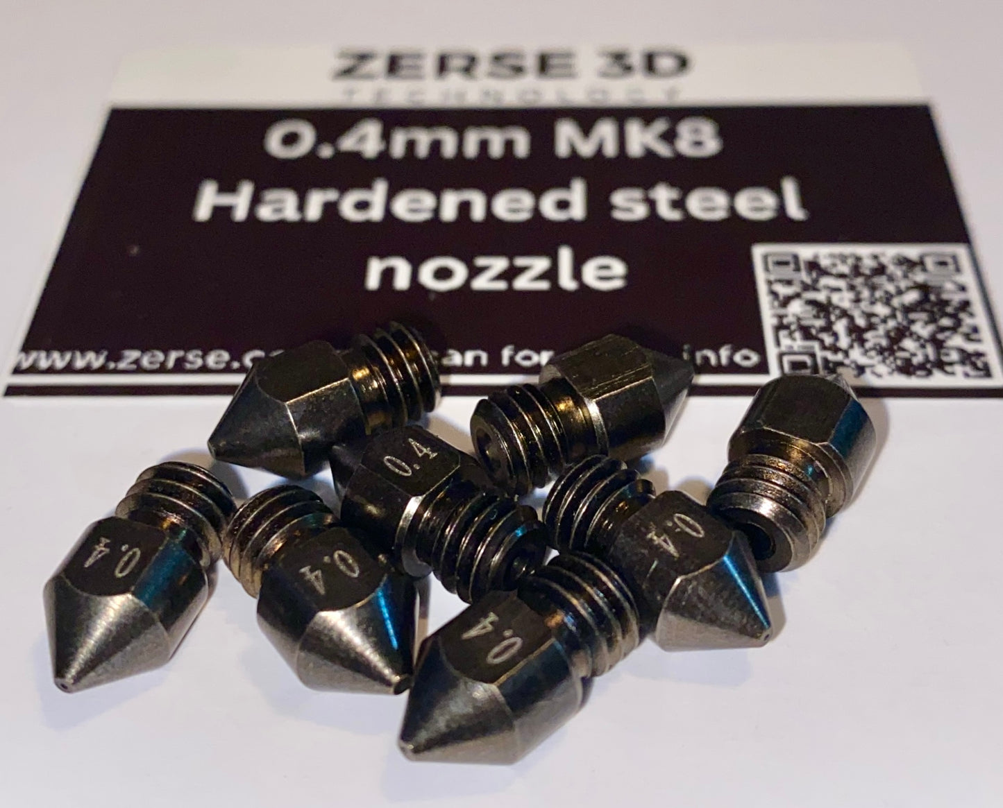 0.4mm MK8 Hardened Steel Nozzle (Packet of 4)